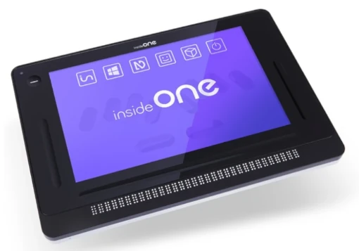 Computador Braille estilo tablet com teclado estilo perkins embutido no ecrã tátil