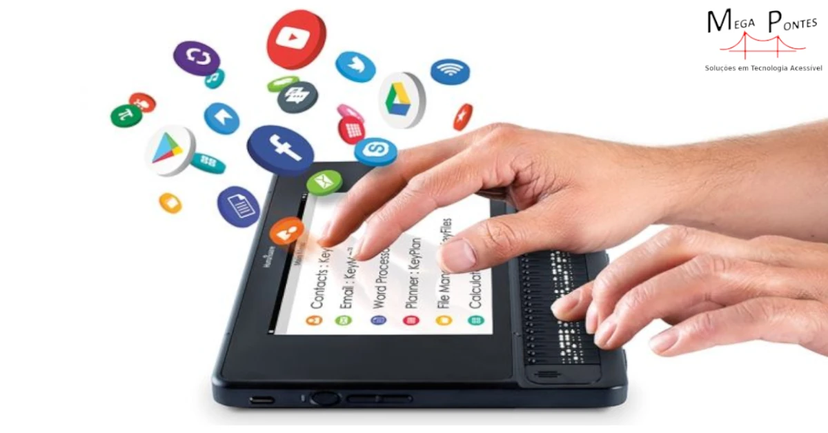 BrailleNote Touch Plus com linha Braille e ecrã tátil