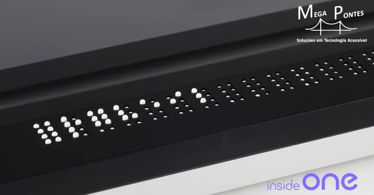 Linha Braille de 32 células em grande plano