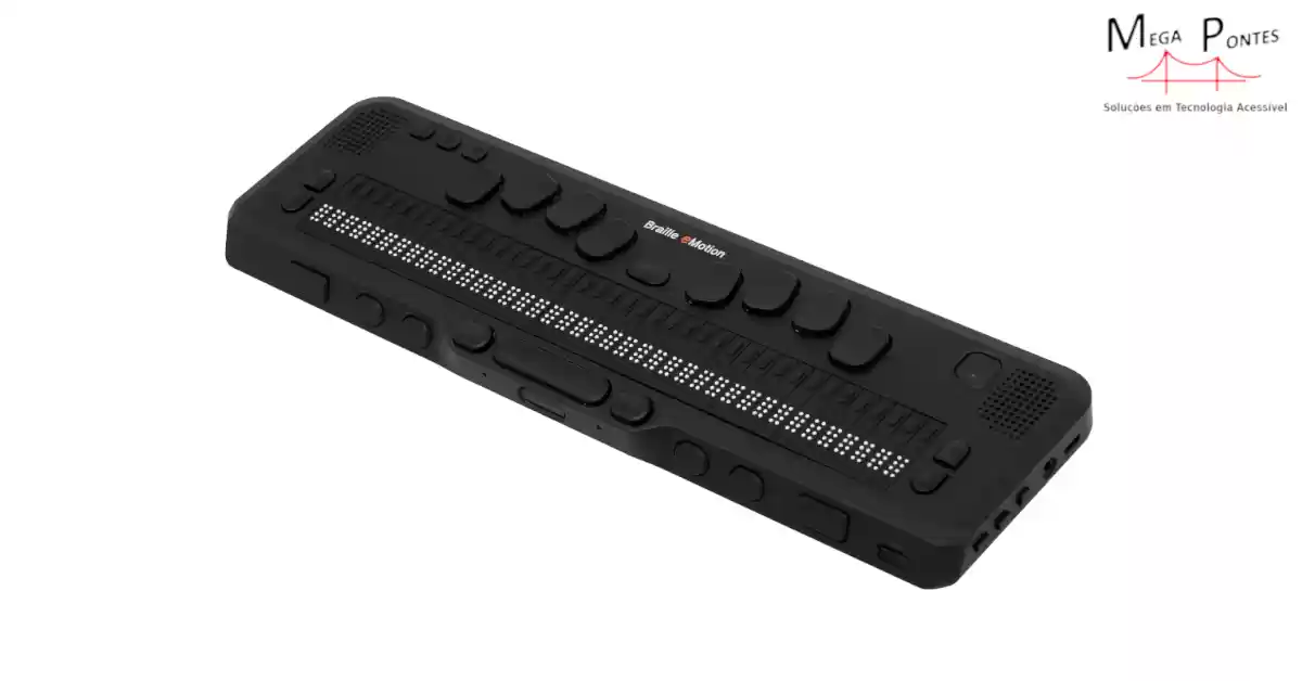 Bloco de notas multimédia com linha Braille de 40 células e teclado ergonómico estilo Perkins