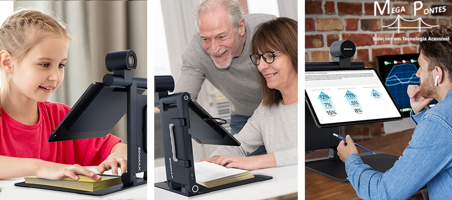 Criança, casal de idosos e jovem a utilizar um Snow Pad