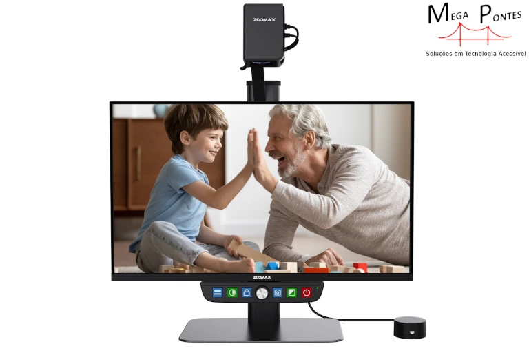 Luna Eye, ampliador de mesa com botões acessíveis e controlo remoto para ajuste de ampliação