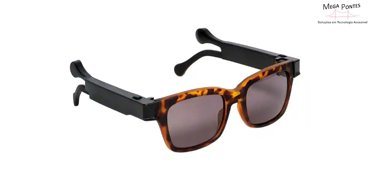 Óculos Tami com sensores de ultrassons, lentes com filtro e feedback por vibração nas hastes