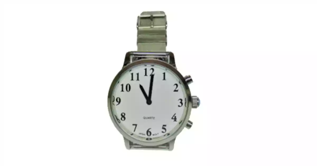 Relógio de pulso com caixa metálica cromada redonda, mostrador branco e bracelete metálica