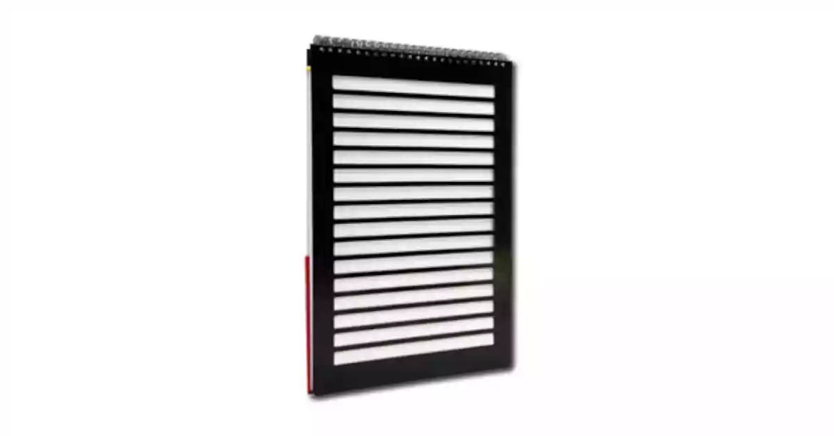 Pauta de escrita  com fundo branco e guia de escrita preta com 32 linhas