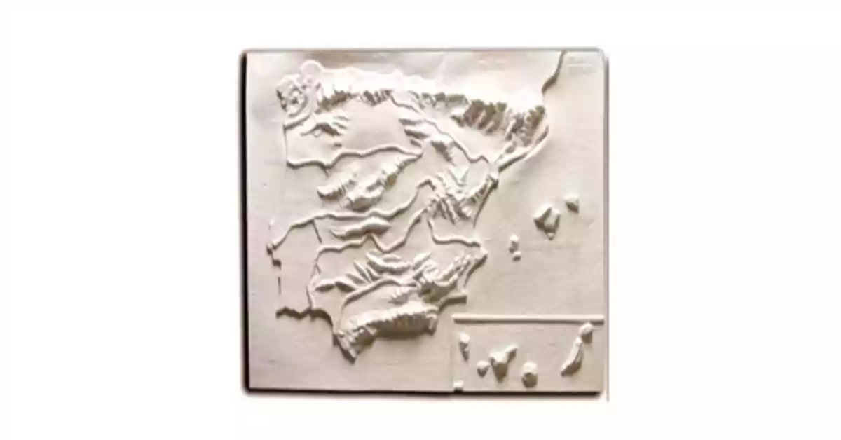 Mapa físico da Península Ibérica branco