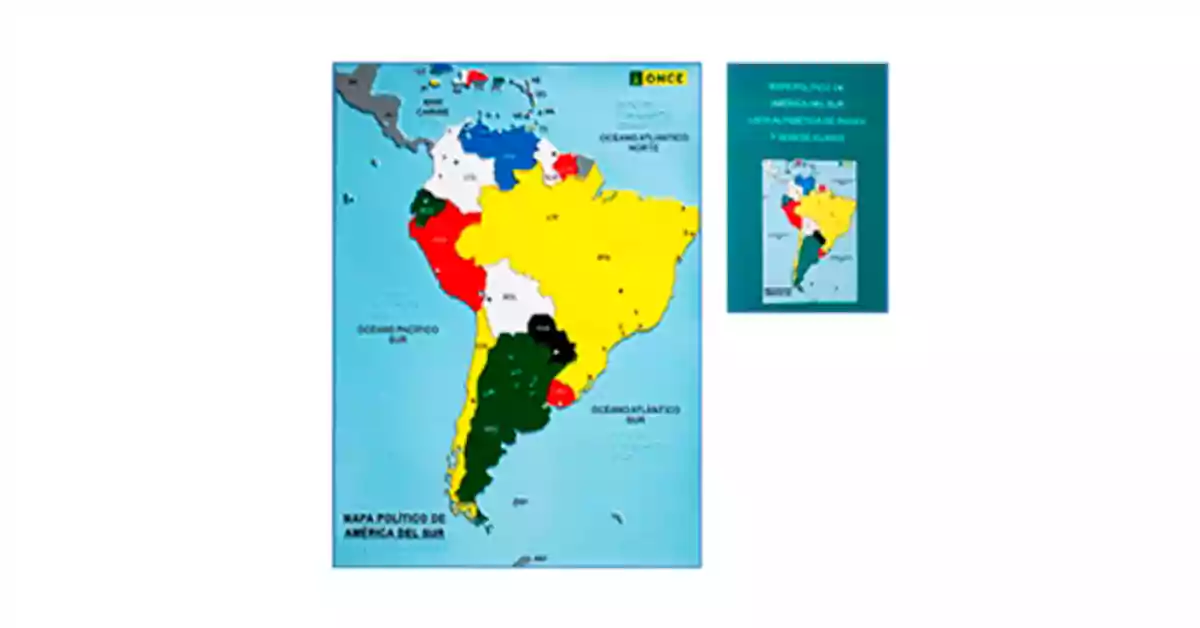 Mapa político da América do Sul colorido
