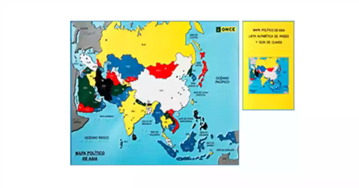Mapa político da Ásia colorido