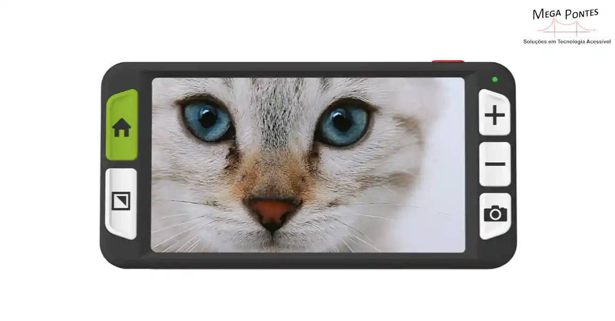 Ampliador portátil digital de 6 polegadas, cor preta e cinza, com 5 botões de controle e pega