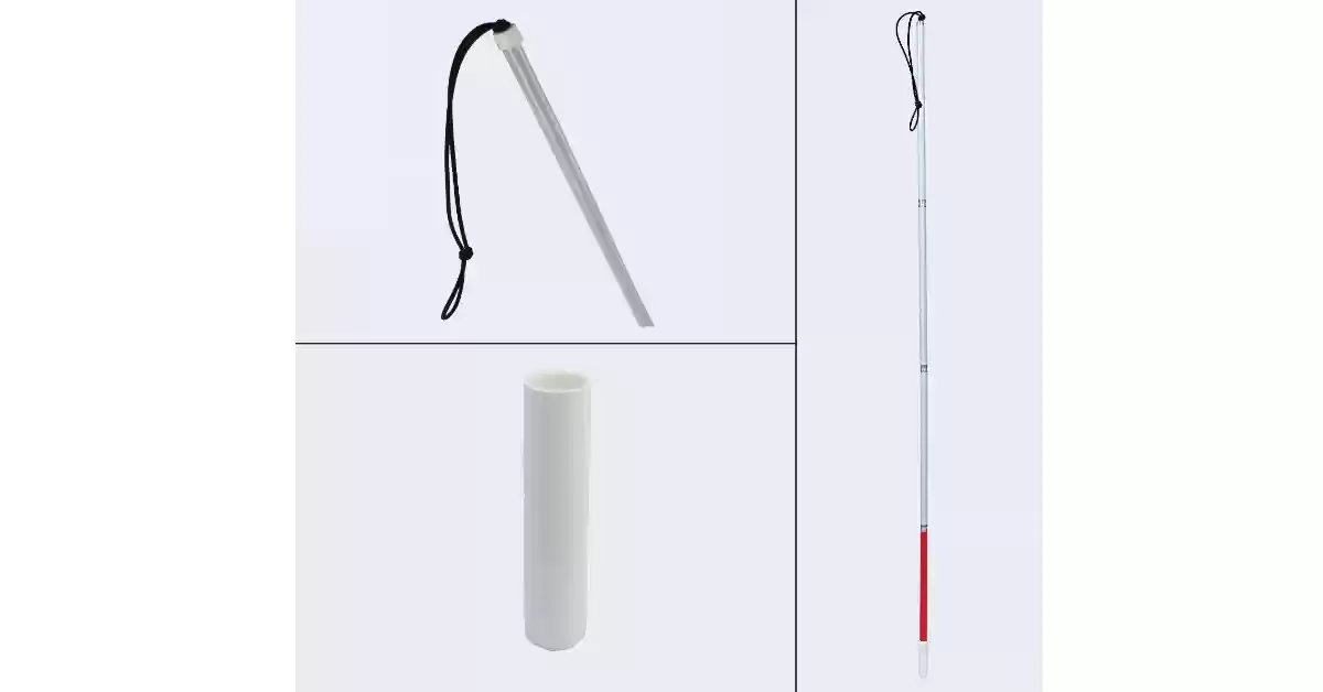 Bengala articulada de 110cm em alumínio com ponteira fixa, sem pega