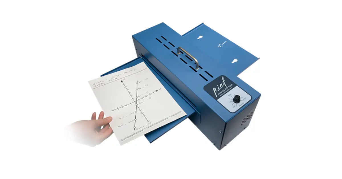 Harpo PIAF Máquina de relevos para produção de imagens táteis com cobertura metálica azul