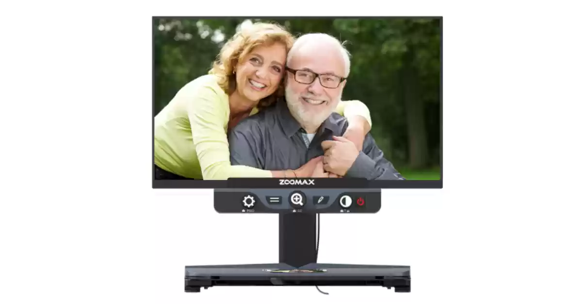 Ampliador de vídeo de mesa Zoomax Luna HD Pro, com ecrã de 24 polegadas e botões de controle grandes