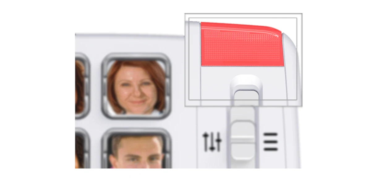 Indicador de chamadas vermelho retroiluminado