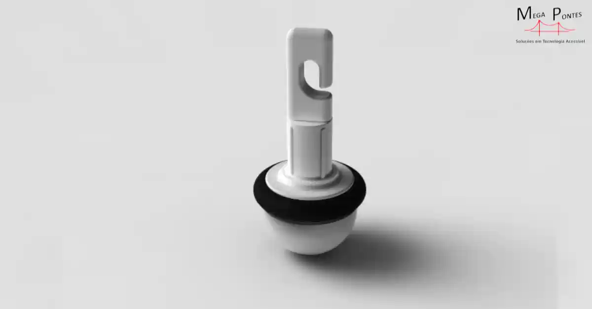 Ponteira em cerâmica com gancho em forma de meia bola.