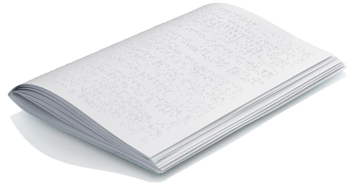 Folheto impresso em Braille dobrado