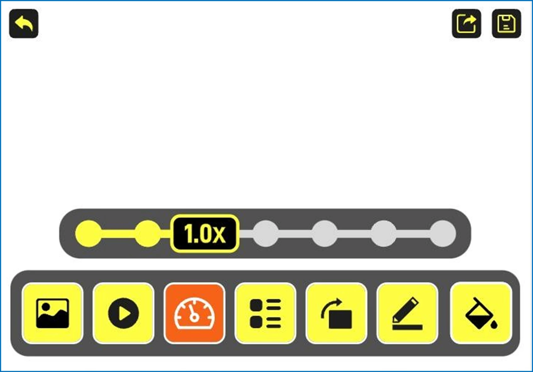 Barra de seleção deslizante para selecionar a velocidade de leitura
