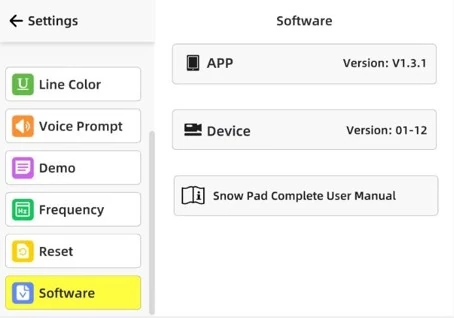  Ecrã com informação sobre a versão do software