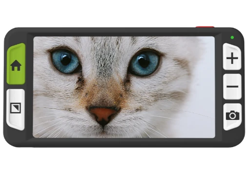 Ampliador portátil digital de 6 polegadas, cor preta e cinza, com 5 botões acessíveis para controlar e pega