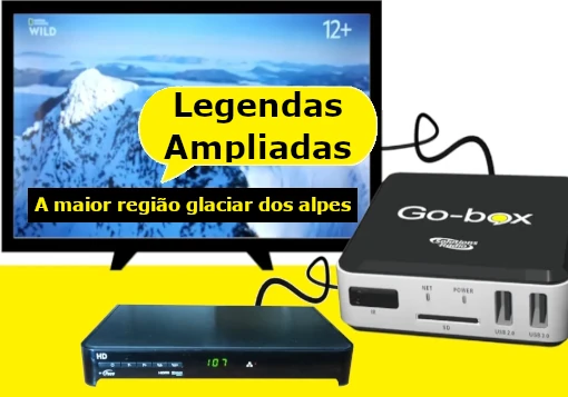 Go-Box ampliador de legendas de TV e leitor em voz alta