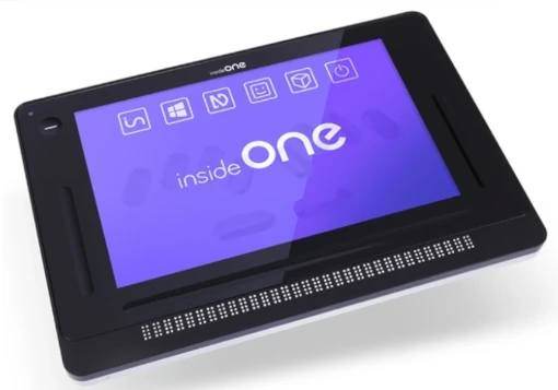 insideONE+, computador Braille com linha Braille e teclado Perkins gravado no ecrã tátil
