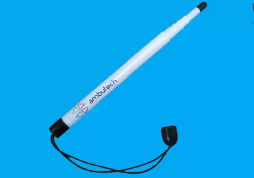 Bengala telescópica branca de sinalização em fibra de vidro