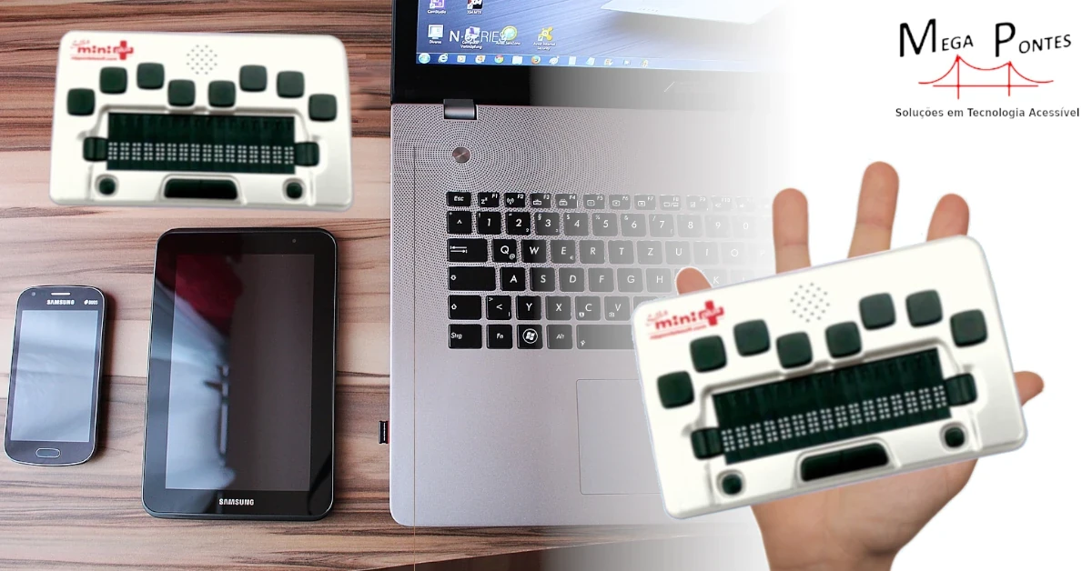 Seika Mini 16 Plus na palma de uma mão junto a telemóvel, tablet e computador portátil